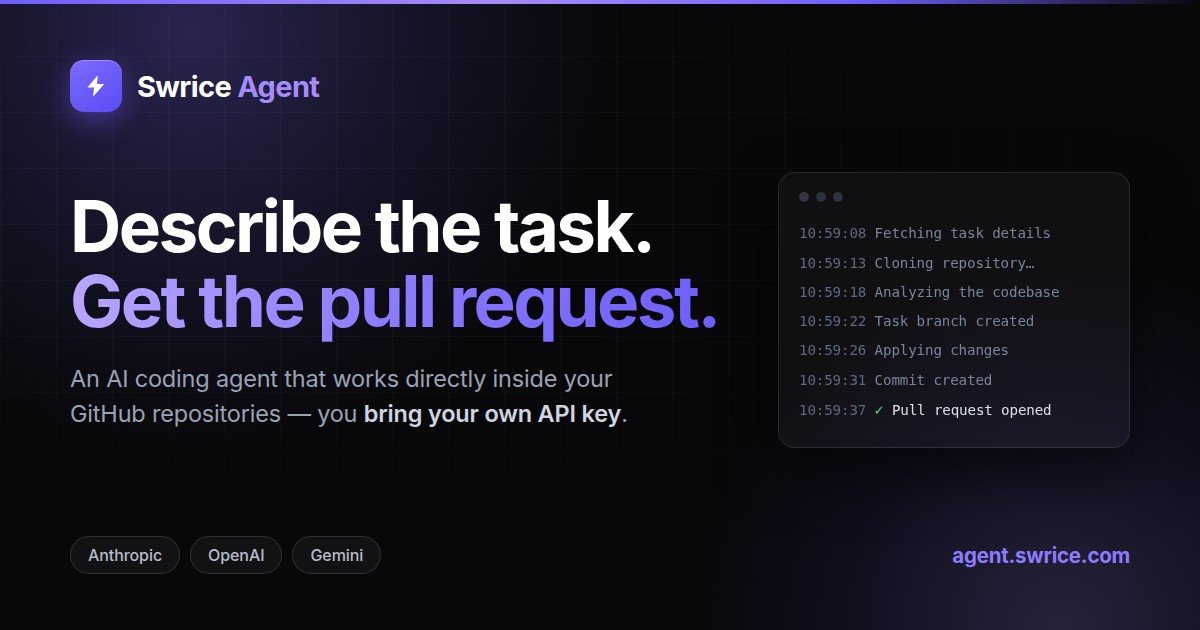 AI coding agent for GitHub opening a pull request after editing a repository file